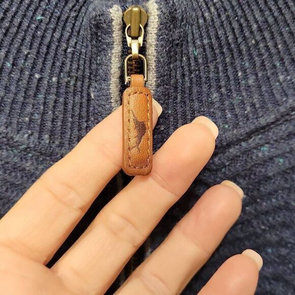 Tommy Bahama Sweater Men Size XL Blue 1/4 Zip Speckle Ribbed Chunky Logo Baggy - Picture 3 of 7